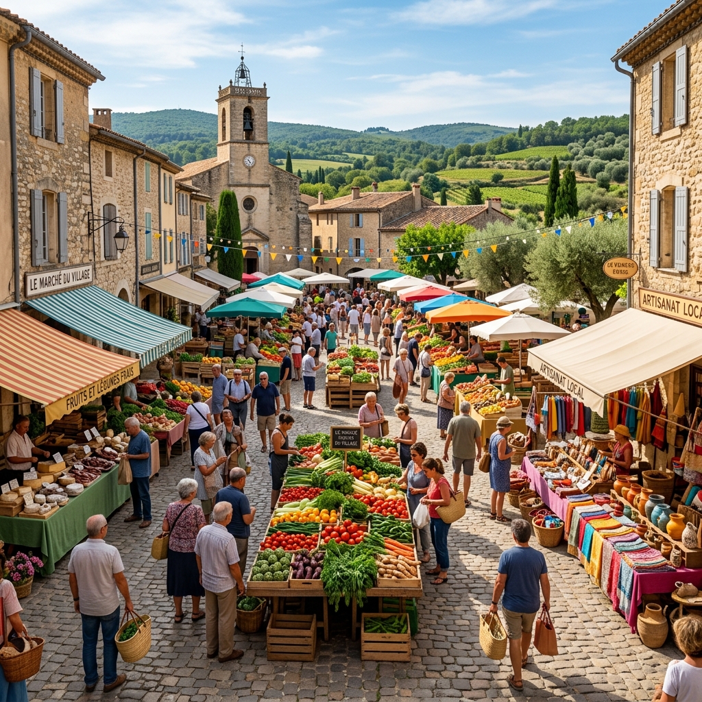 Marché virtuel français coloré